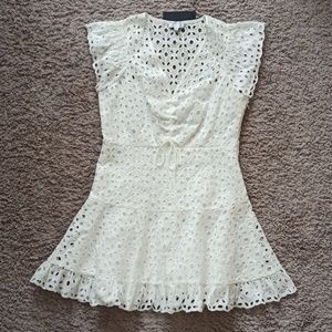 NWT Gianni Bini White Eyelet Embroidered Short Sleeve Mini Dress